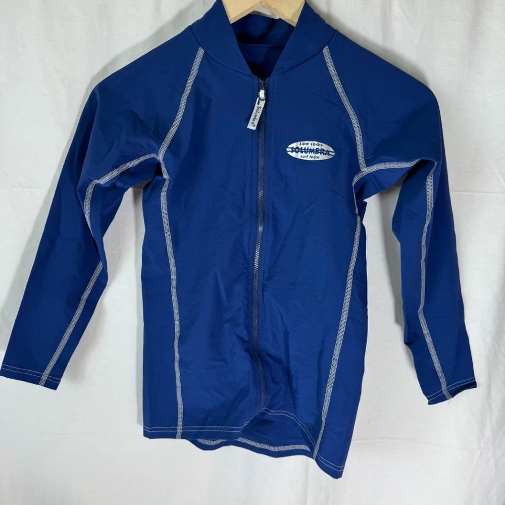 Solumbra Blue Kids Full Zip Swimshade Water Shirt To‎ 100+ SPF  Sz M (7-8)